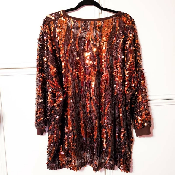 Joan Boyce Sparkly Brown Sequin Top - Picture 2 of 5
